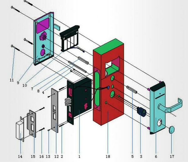 Hotel Lock System--JYC-LH1900 Assembly drawing