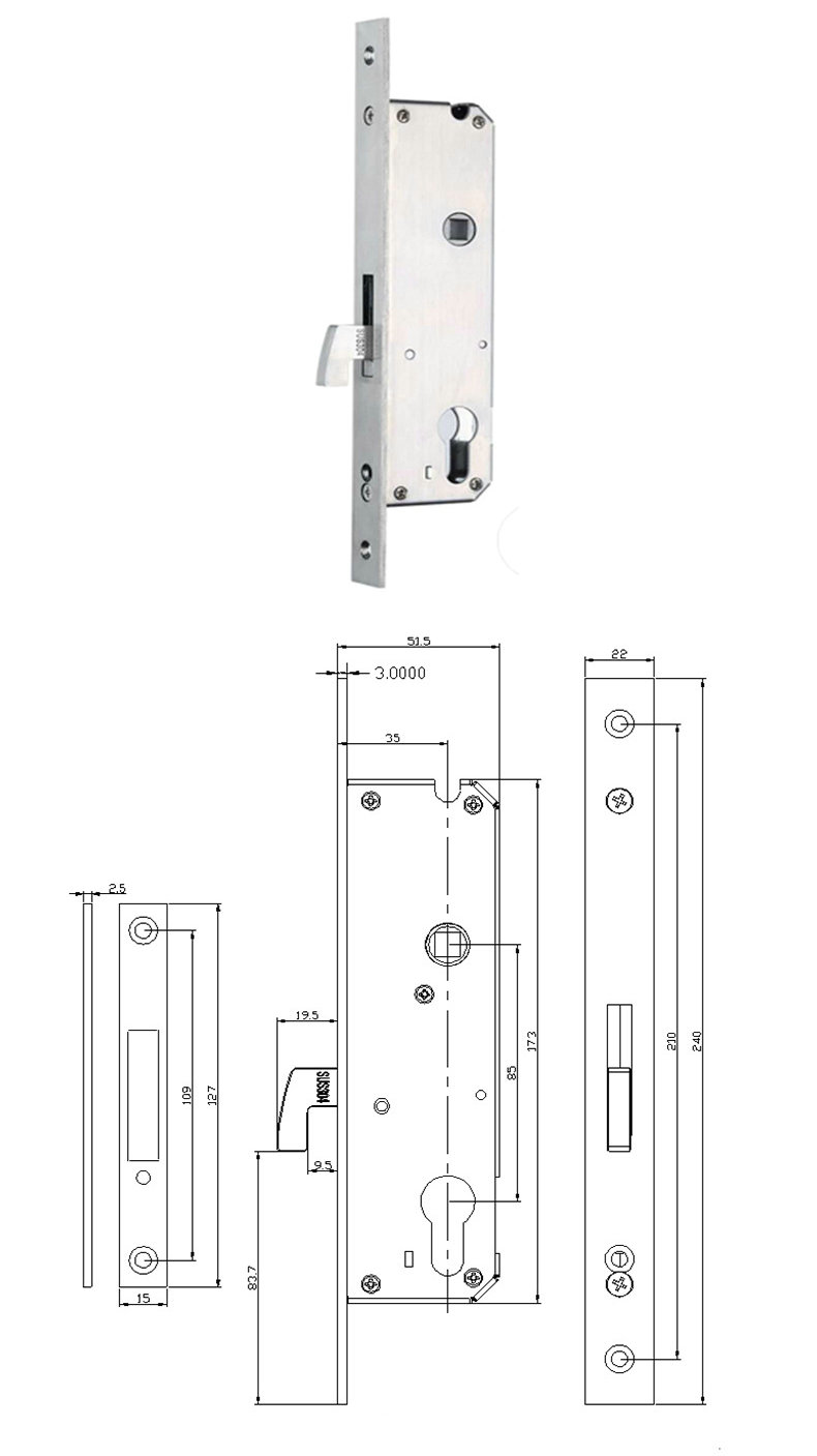 Bluetooth Lock JYF-E02F 8535 Lock body Size