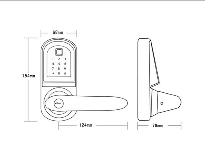 Bluetooth Lock JYF-S201BL-F Size