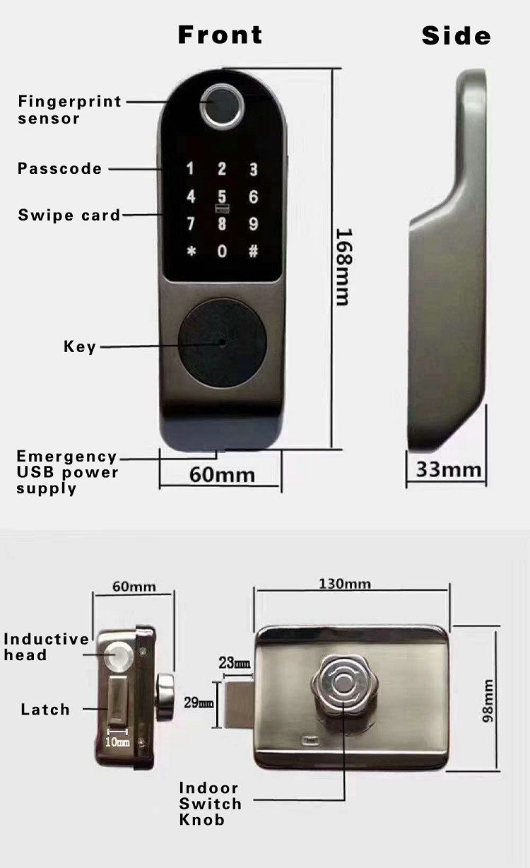 JYF-T2020B  Tuya WIFI Lock size