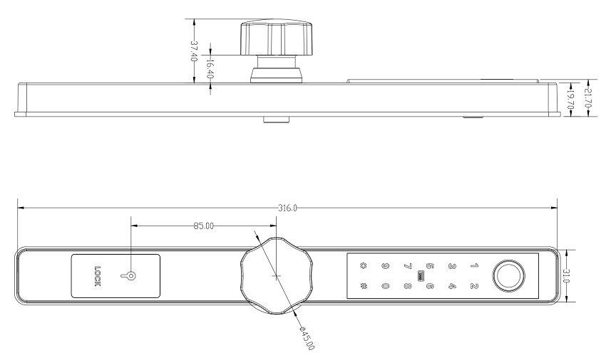 JYF-E05Pwater proof Bluetooth Lock size