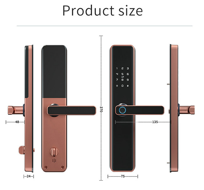 JYF-T2021X2 WIFI TUYA Lock Size