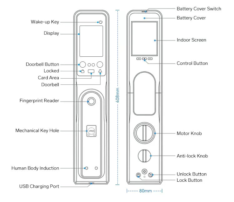 JYF-F2121D WIFI TUYA Lock area description